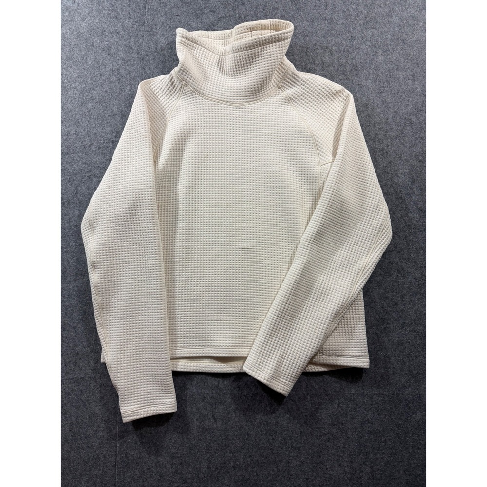 Lululemon Waffle-Knit Funnel-Neck Long-Sleeve Shirt White Ivory Size 8 LW3HFRS
